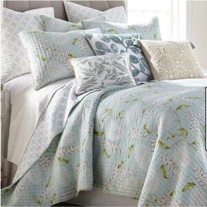 Levtex Light Blue Floral Quilted Bedding Set